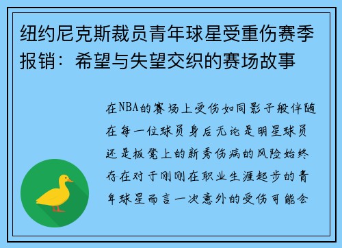 纽约尼克斯裁员青年球星受重伤赛季报销：希望与失望交织的赛场故事